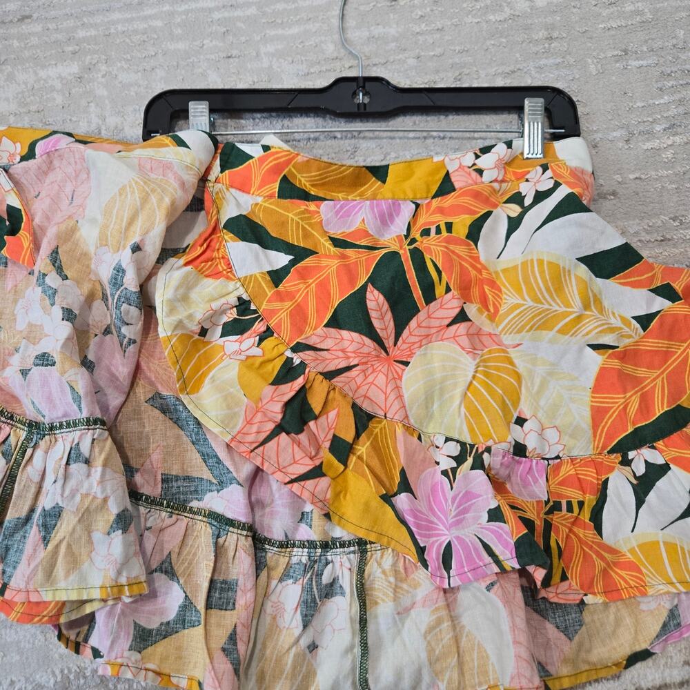 NWT Aerie Floral Wrap Linen‎ Blend Mini Skirt Pink Orange Beachy Resort Small - Picture 5 of 9
